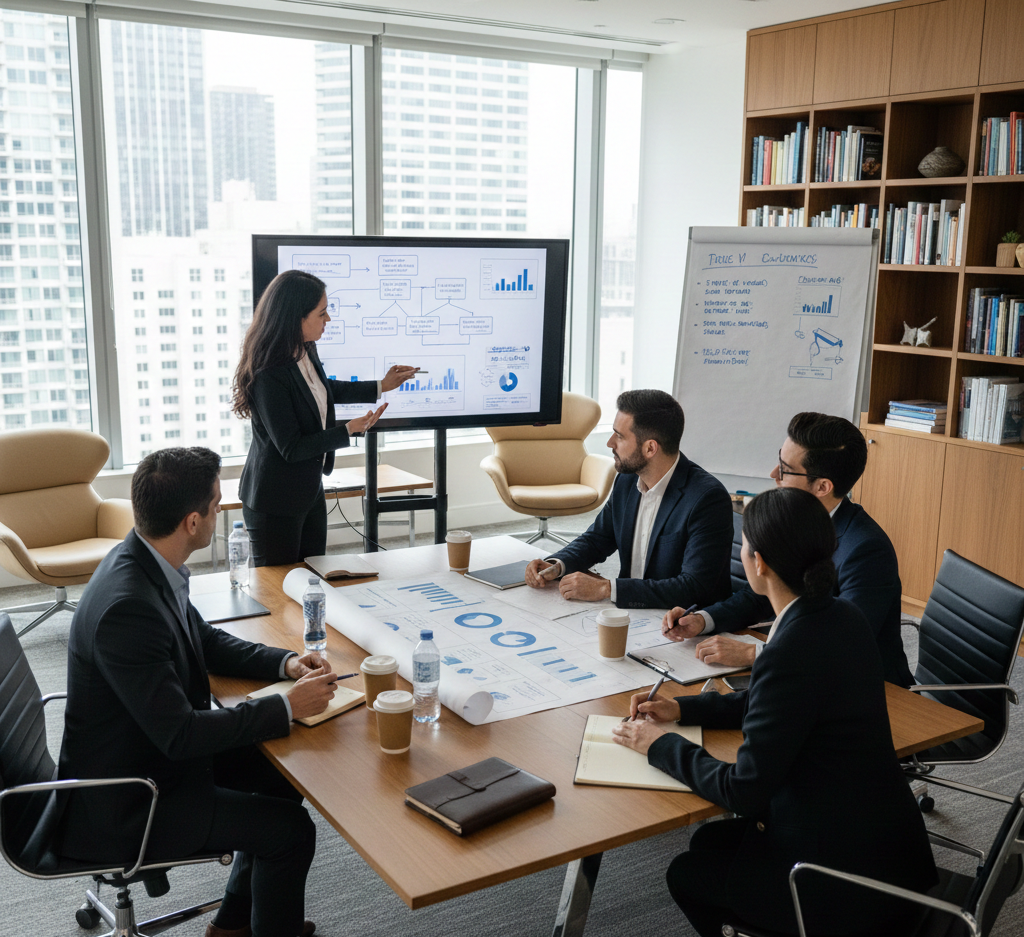 Strategic business planning session with consultants